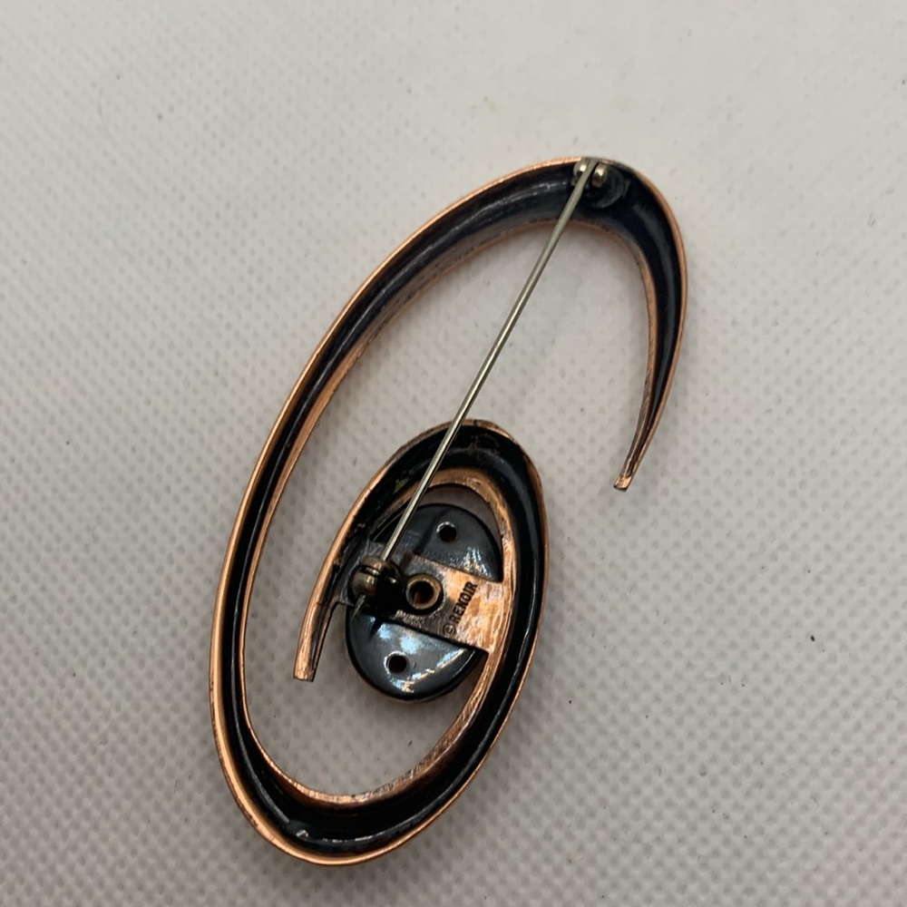 Renoir of California Copper Brooch and Earring set Geometric Abstract - Picture 4 of 5